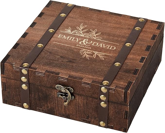 AW BRIDAL Personalized wooden keepsake box Wedding Memory Box Wood Storage Box Wedding Shower Gifts for Couples Bride Gifts//DK2201CPP63//