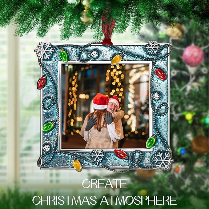 LARAINE Picture Photo Frame Christmas Metal 2025 Christmas High Definition Glass Display Pictures for Tabletop Home Decorative Holiday Gift (Blue, 2.5)