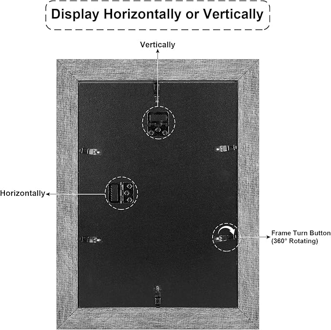 9x13 Picture Frame Display 4 opening 4X6 Picture Frame Collage,Multi Photo Frame with Mat,Plexiglass,Wall or Tabletop Decor,Grey Wood Grain