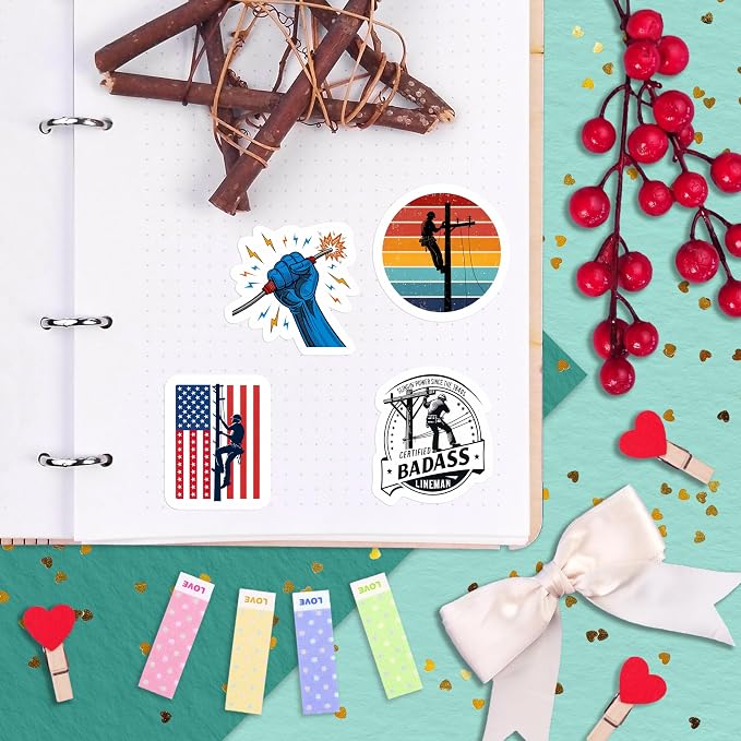 100Pcs Lineman Stickers for Hard Hats, Funny, for Water Bottle - Lineman Party Supplies & Party Decorations - Hard Hat Stickers - Gift for Women & Men