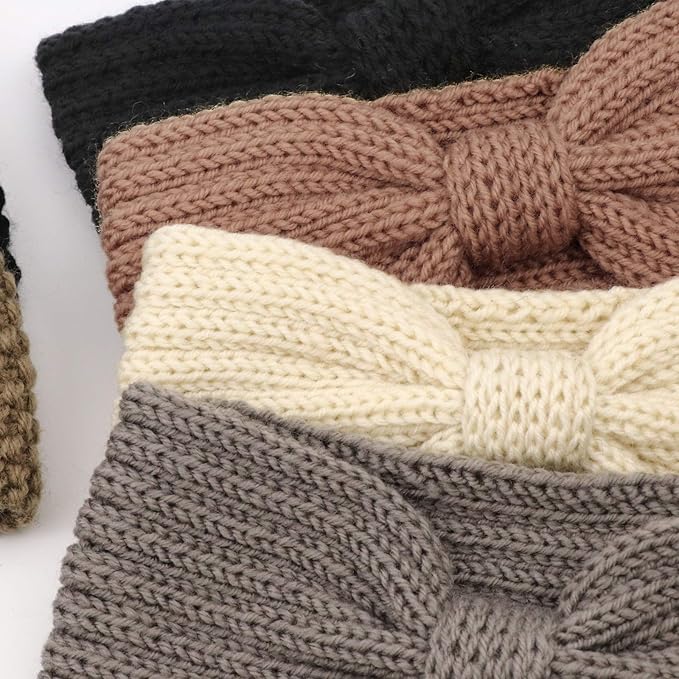 DRESHOW Winter Knit Chunky Headbands for Women Crochet Turban Knitted Ear Warmer Fashion Head Wrap 6 Pack