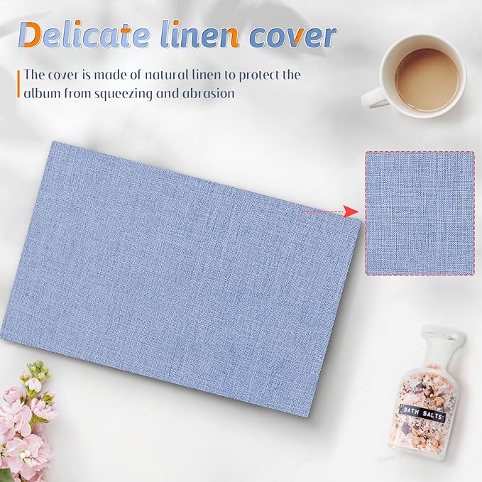 Popotop Photo Album 4x6 48 Pockets for Wedding Gifts,Linen Hardcover Picture Albums for Family Anniversary Baby Vacation Pictures
