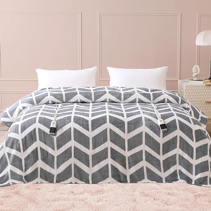 VENTIMI Electric Blanket Queen Size, 84" x 90" Heated Blanket with 9 Heat Levels & 2-4-8-10 Hours Auto Off, Fast Heating Blanket with ETL & FCC Certification, Grey