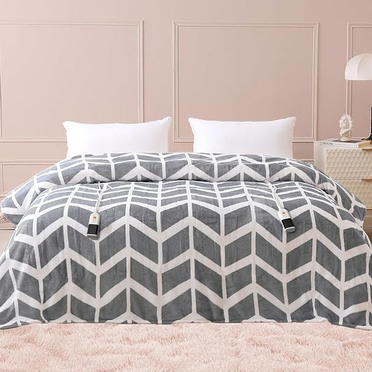 VENTIMI Electric Blanket Queen Size, 84" x 90" Heated Blanket with 9 Heat Levels & 2-4-8-10 Hours Auto Off, Fast Heating Blanket with ETL & FCC Certification, Grey