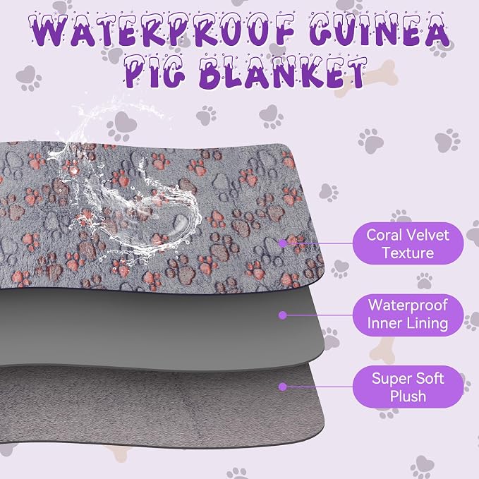 YUEPET Guinea Pig Blankets 3 Pack, Waterproof-Backed Fleece Liners, S | Guinea Pig Fleece Cage Liners, Waterproof Backing, Washable mats, Soft Fleece Surface, 23 x 16 in