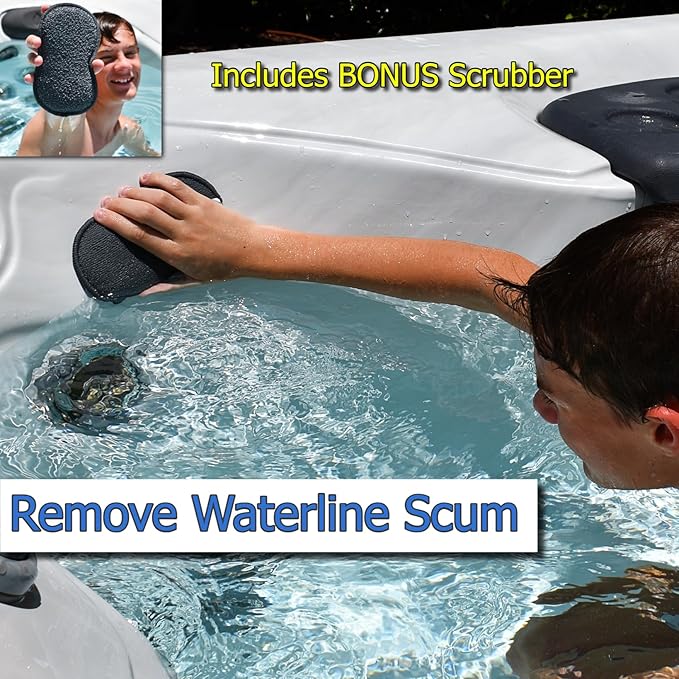 The Skimmie Scoop - Patented Handheld Skimmer with Fine Mesh Net for Spa, Hot Tub, Cold Plunge and Small Pool Cleaning - Lightweight and Durable with Powerful Suction Cup - Clean Out Filter (Yellow)