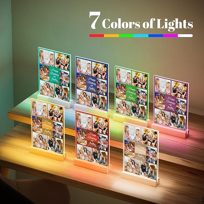 Custom Picture Frames with Photo, Personalized Picture Frame with Night Light, Custom Photo Frame, Customized Best Friend Photo Gifts, Personalized Christmas Birthday Gifts for Women Friends Her Him