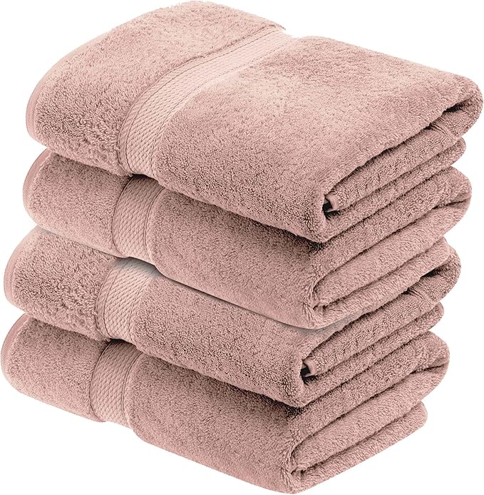 BLUENILEMILLS Madison Egyptian Cotton Bath Towels, Towel Set for Bathroom, Shower, 900 GSM, Bathroom Decor, Highly Absorbent and Ultra-Soft Towels, Bath Essentials, Towels, Set of 4, Muted Mauve