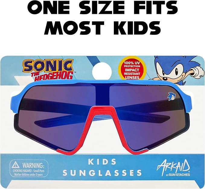ARKAID Sonic the Hedgehog Boys Sunglasses | 100% UV Protection | Official Sega Sonic the Hedgehog Boys Sunglasses | Impact Resistant | Gift Idea | Fits Most Kids