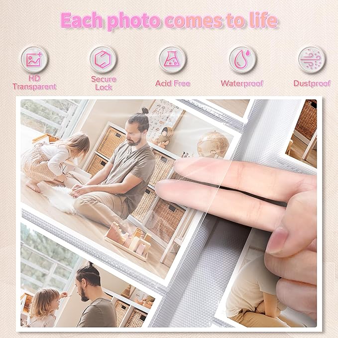 Photo Album 4x6 with 1000 Pockets,Slip-in Picture Albums,Linen Cover Memory Book with Front Window,White Page Vertical Photo Book for Wedding,Family,Anniversare,Baby,Vacation