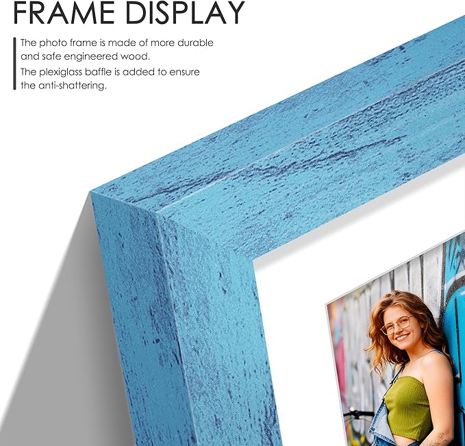 8.5x11 Double 5x7 Picture Frame Double Picture Frame Displays Two 5x7 inch Photos Available Horizontal Wall Mounting Display and Vertical Blue