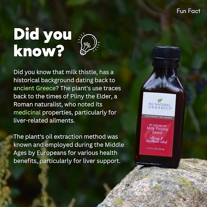 Au Natural Organics Milk Thistle Seed Oil Cold Pressed Organic | Milk Thistle Supplement for Liver Support, Boost Immune Health, Digestive Health, Bone Health, Skin & Brain Health 3.4 fl oz
