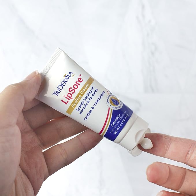 TriDerma LipSore Healing Cream, FSA Eligible, Calendula, AP4 Aloe Vera Gel - 0.5 oz
