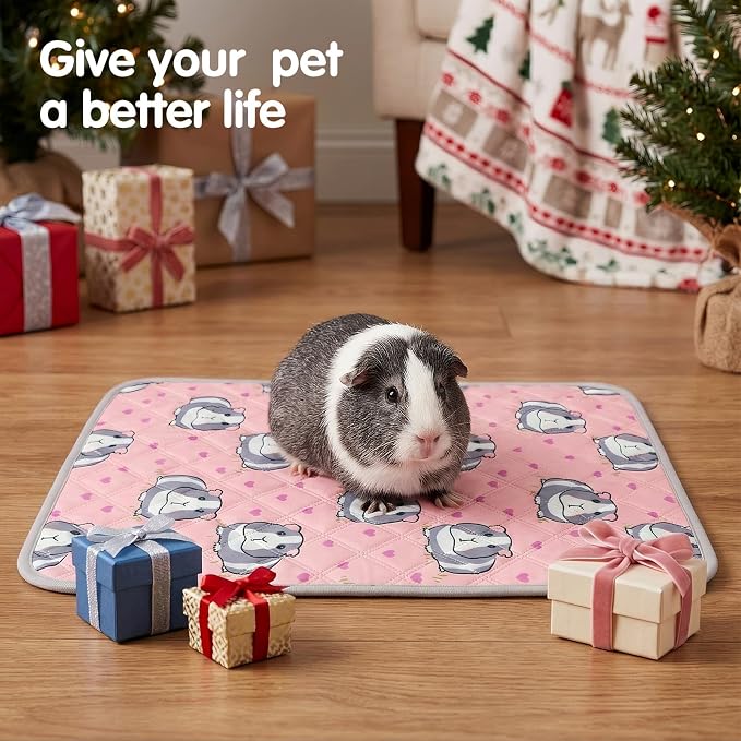 2 Pcs Guinea Pig Cage Liner,24" x 18" Washable Pee Pads for Rabbit Hamster | Guinea pig mat,non slip,reusable,washable,absorbent,leakproof,suit for small animals puppy bunny chinchilla rat for bed train