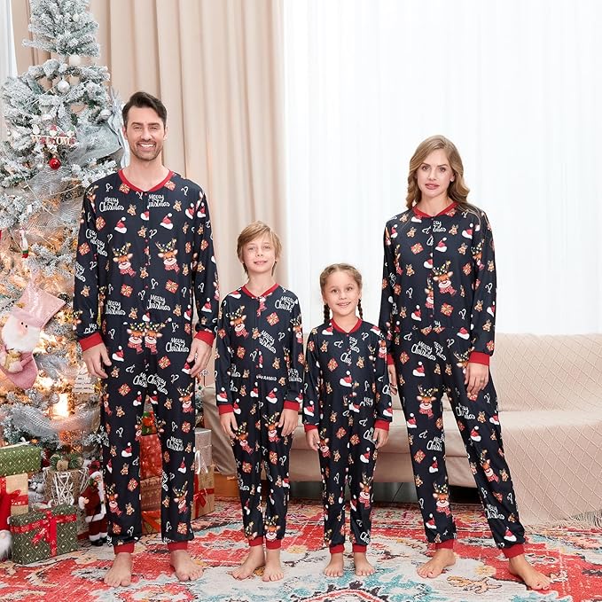 Matching Family Christmas Onesie Pajamas, Buffalo Plaid One-Piece Sleepwear Holiday Loungewear w Zipper