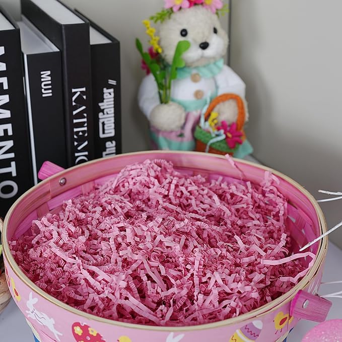 Uptotop 1/2 LB Supply Crinkle Cut Paper Shred Filler for Gift Wrapping Basket Filling, Birthday, Christmas, Thanksgiving, Wedding, Mother's Day, Pink