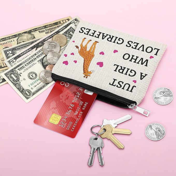 Giraffe Coin Purse for Giraffe Lovers Women Animal Lovers Gifts Friend Sister Daughter Wife Mom Giraffes Lover Valentines Gift Students Teen Graduation Gifts Zipper Change Pouch