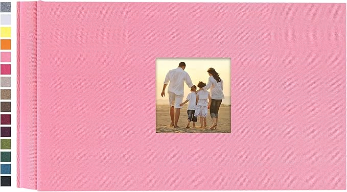 potricher Small Photo Album 4x6 100 Photos Linen Cover Picture Photo Book for Family Wedding Anniversary Baby Vacation (Pink,100 Pockets)