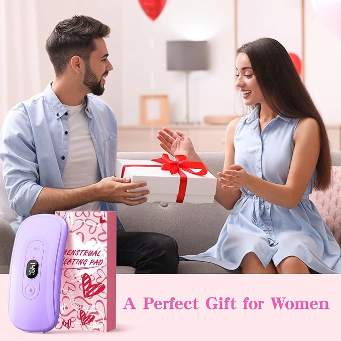 Portable Heating Pad Period Cramps: 2 Timer 6 Heat Levels 6 Vibration Modes Cordless Electric Heating Pad 3s Fast Heating Menstrual Heating Pad (Purple)
