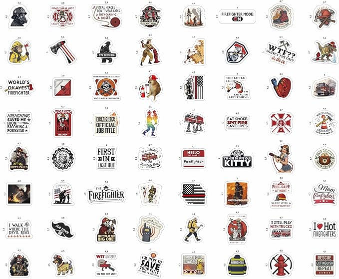 100Pcs Funny Firefighter Stickers for Helmets, Water Bottles, Laptop - Fireman Stickers for Hard Hat - Firefighter Gifts for Men - Fireman Party Supplies & Decorations