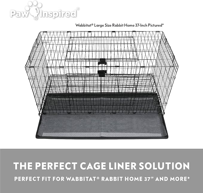 Paw Inspired Disposable Cage Liners, 36x18 Inch (Wabbitat 37), 16 ct | Bamboo Charcoal Odor Controlling, Super Absorbent Pads For Guinea Pigs, Ferrets, Rabbits, Hamsters, Small Animals