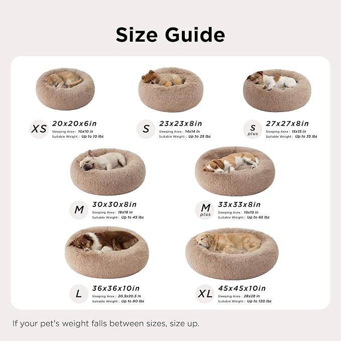 Bedsure Calming Dog Bed Medium Size Dog Donut Washable Pet Bed,30in 2 Pack | Fluffy Faux Fur Round Cuddler,Machine Washable,Anti-Slip Bottom,Anti-Anxiety,Deep Sleeping for Pets Up to 45 Lbs
