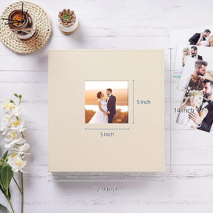 potricher Photo Album 4x6 1000 Photos Leather Cover Large Capacity Picture Albums with 1000 Horizontal and Vertical Pockets for Family Wedding Anniversary and Baby (Beige)