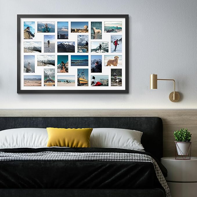22x32 Collage Picture Frame 4x6 Picture Frames Collage Wall Decor Displays twenty four 4x6 inch Photos Available Horizontal Wall Mounting Display and Vertical Black