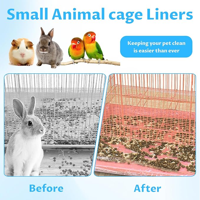 Disposable Small Animal Cage Liners, Plastic Liners Can Cover 37x19, 34x22 30x20 Inches, Suitable For Rabbits, Birds, Guinea Pigs, Chinchillas(50)