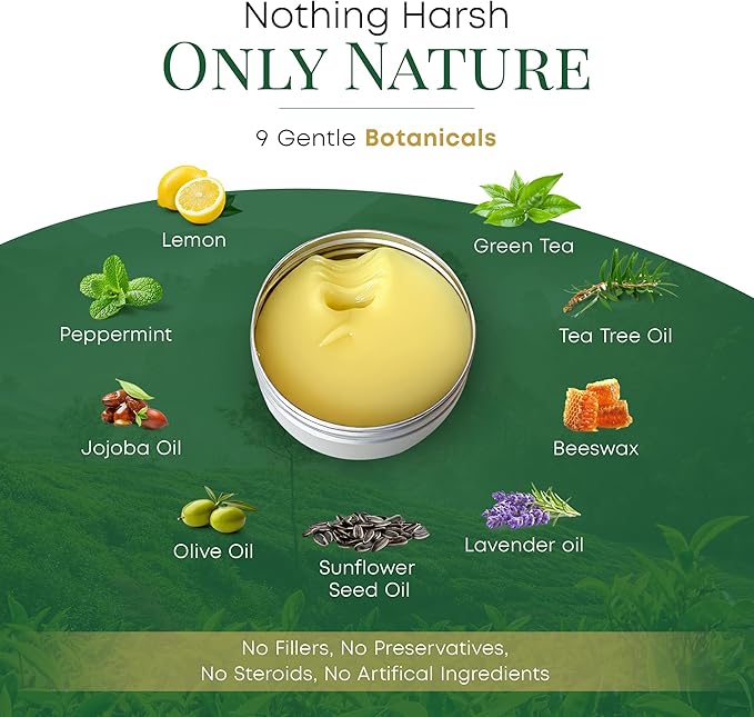 Tea Tree Oil Balm- All Natural | Great Cream for Soothing Eczema, Cracked Foot, Rashes, Jock Itch, Bug Bites, Folliculitis, Acne, Itchy Skin, Cuticles, Psoriasis, Saddle Sores- For Women & Men, 2-Pack
