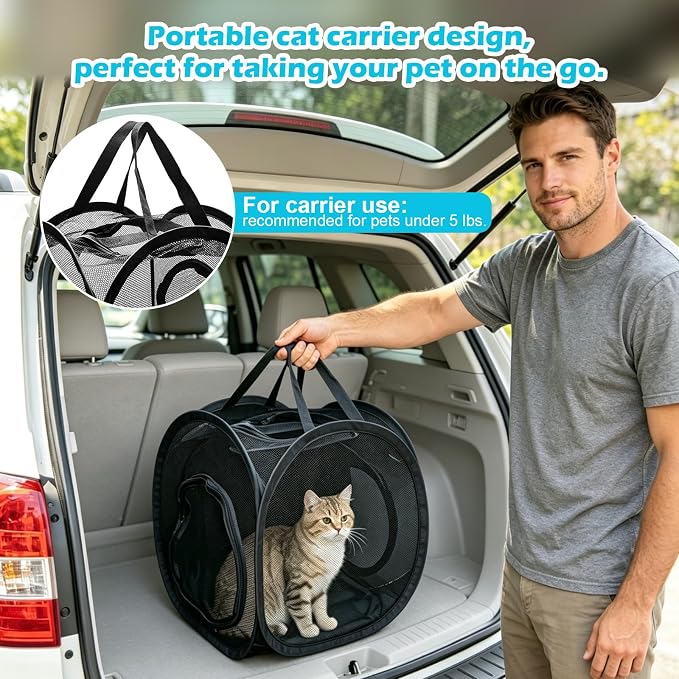 Small Animal Playpen with Surround Tunnel, Portable Foldable Outdoor Guinea Pigs Playpen with Carrying Handle, Breathable Mesh Playpen for Kitten, Hedgehog, Snake, Rabbit, Lizard, Small Pets