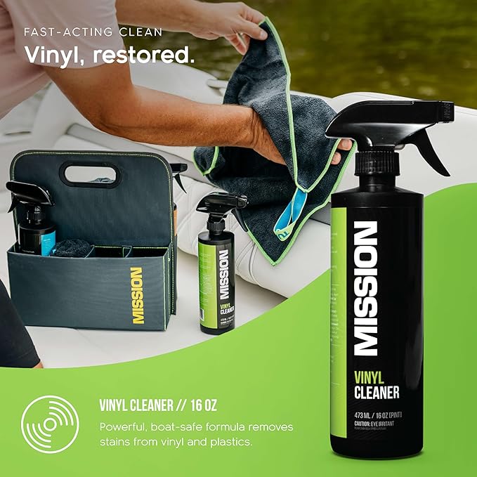 MISSION Boat Gear Cleaning Kit Premium Boat Detailing Kit with Boat Cleaner, Boat Vinyl Cleaner, Boat Seat Cleaner and Microfiber Towels, Complete Boat Cleaning Supplies for Interior and Exterior