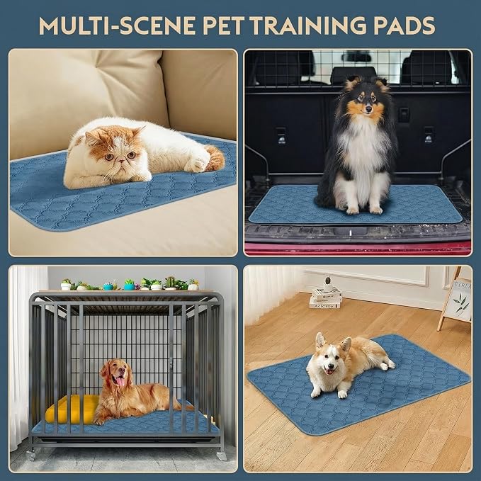 FunFurry Washable Guinea Pig Cage Liner - 4 Pack Reusable Washable Pee Pads，Waterproof Guinea Pig Bedding for Small Animal - Rabbit Bunny Hamster Puppy (Blue, 12" X 12" - 4 Pack)