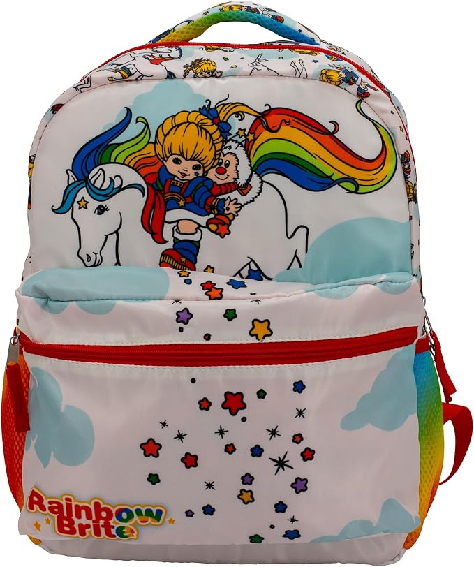 AI ACCESSORY INNOVATIONS Rainbow Brite Backpack for Girls, 16 x 12 x 5 inch School Bag with Laptop Pocket