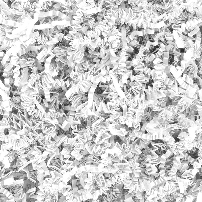 2LB Crinkle Cut Paper Shred Filler,Shredded Paper For Gift Basket Filler,White Confetti,Crinkle Cut Papers For Gifts Wrapping, Basket Filling, Birthdays, Weddings, Anniversaries-White