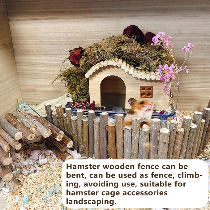 Bendable Hamster Bridge Fence 19.7&9.8In Wooden Hamster Ladder Rat ClimbingToys Cage Accessories for Syrian Hamster Gerbil Mouse