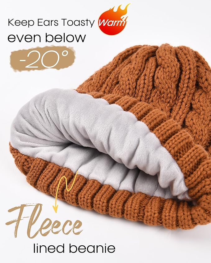 FURTALK Womens Winter Hat Gloves Scarf Set Fleece Knit Pom Beanie Warm Neck Warmer Touchscreen Gloves 3 in 1 Gift Set