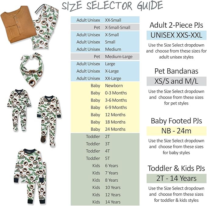JAMIE Matching Family Jammies Holiday Pajamas 100% Organic Cotton PJs Adults, Kids, Toddlers, Baby, Pets