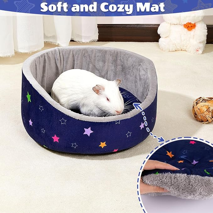 Glittme Soft Guinea Pig Bed, 11.8" Machine Washable Small Animal House Bed | Small Animal Hideout Features A Thick Removable Mat And Plush Fleece For A Cozy Resting Spot In Various Pet Cages