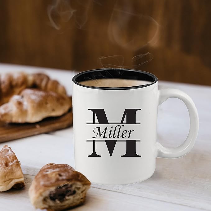 My Personal Memories Custom Monogrammed Coffee Latte Mug and Tea Cup - Personalized and Engraved (White)