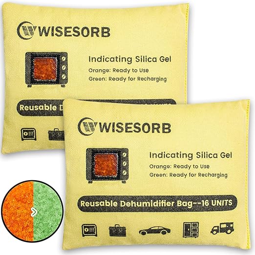 2 Pack 500G Reusable Silica Gel Desiccant Dehumidifier Bags, Color Indicating Moisture Absorbers for Car, Closet, Garage, 3D Filaments, Emoisture, Microwave Rechargeable Reusable Drying Bags