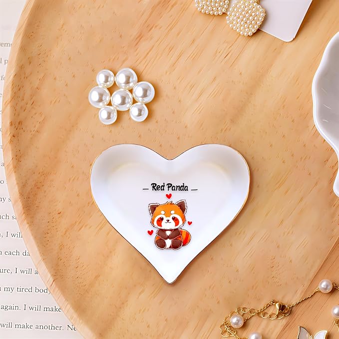 Red Panda Ring Holder Dish Tray, Gifts For Women Teens Girls Red Panda Lovers Themed Stuff Accessories Things Decor Merch, Home Room Ring Earrings Necklace Organizer Holder!