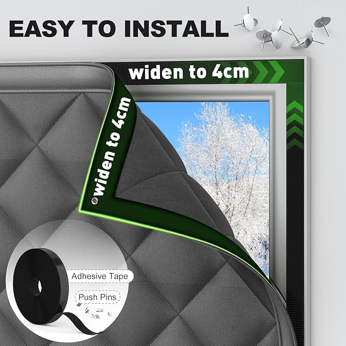 Thermal Window Cover for Winter,47" X 63" for Window Insulation for Summer Heat, Oxford Cloth Cotton Layer Thermal Window Cover to Keep Heat, Window Heat Blocker Fits Up to 3 x 5 Ft Window