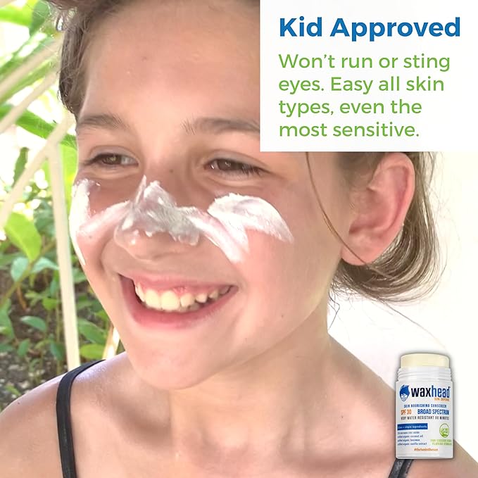 Waxhead Zinc Oxide Sunscreen Stick SPF 30 – Mineral Sunblock for Face & Body, Sport & Surf Reef Safe, Waterproof, Baby & Kids Safe for Sensitive Skin, Non-Nano Organic Tattoo Protection (White, 3.7oz)