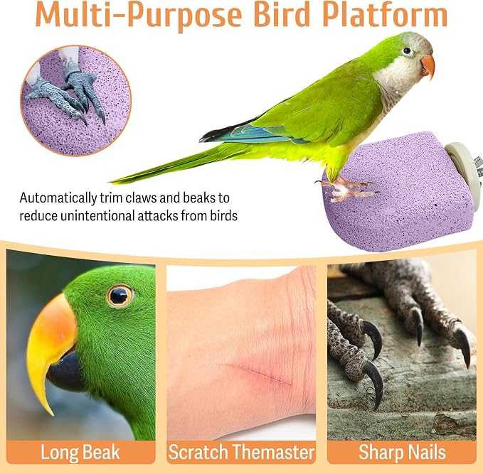 PINVNBY 4 PCS Bird Perch Stands Parrot Calcium Perch Beak Grinding Stone Foot Claws Trimmer Parakeet Platform Parrot Chewing Toys for Small Medium Cockatiel Conure Lovebird Finch(Pink)