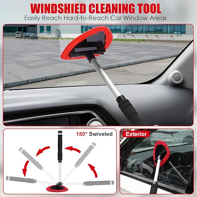 Viewsun 17PCS Car Cleaning Kit, Car Interior Detailing Kit with Red High Power Handheld Vacuum, Detailing Brush Set, Windshield Cleaner, Cleaning Gel, Complete Auto Accessories for Women