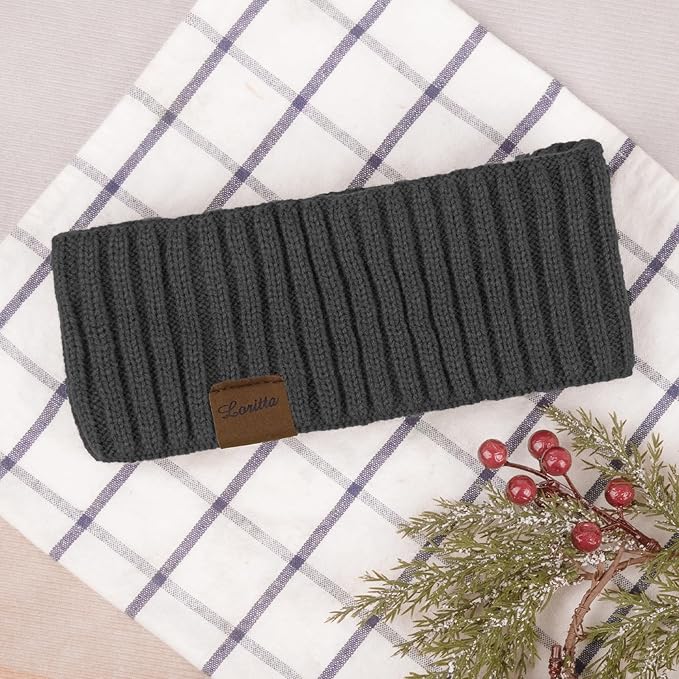 Loritta Womens Ear Warmers Headbands Winter Warm Fuzzy Cable Knit Head Wrap Fleece Lined Gifts