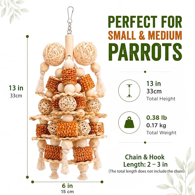 Bird Toys Natural Corn Cob Loofah Chew Toys for Small Medium Parrots | Bird Chew Toys,Cage Accessories,Natural Corn Cob Loofah Slices,for Cockatiels Lovebirds Small&Medium Parrots,Keep Bird Active