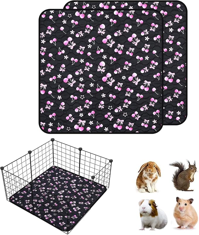 2 Pack Waterproof Guinea Pig Cage Liner, 28" x 28" Washable Reusable Guinea Pig Liner, Super Absorbent Leak-Proof Pet Pee Pad Mats for Guinea Pigs Rabbit Chinchilla Bunny Hamster