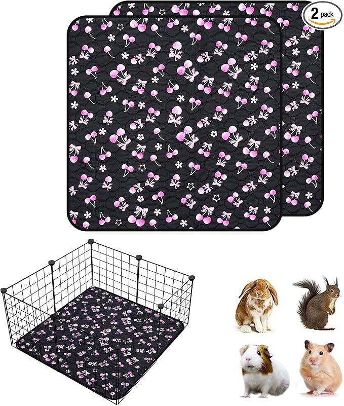 2 Pack Waterproof Guinea Pig Cage Liner, 24" x 24" Washable Reusable Guinea Pig Liner, Super Absorbent Leak-Proof Pet Pee Pad Mats for Guinea Pigs Rabbit Chinchilla Bunny Hamster
